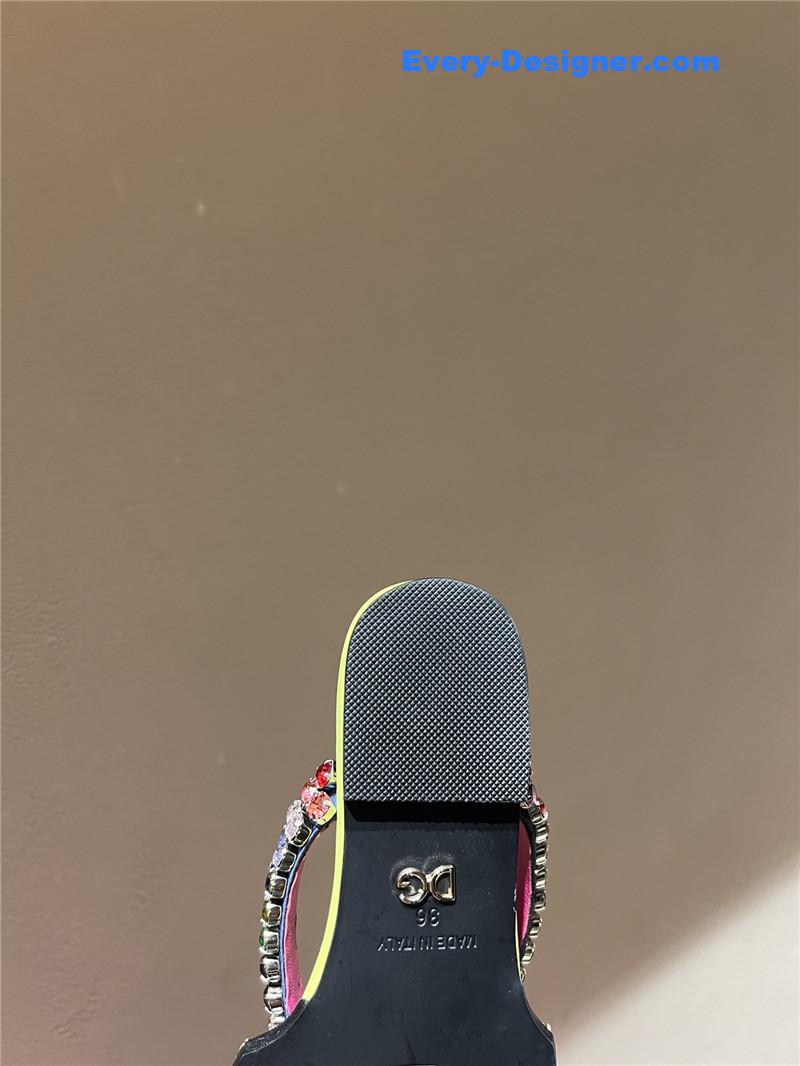 Dolce & Gabbana d&g rainbow rhinestone slides