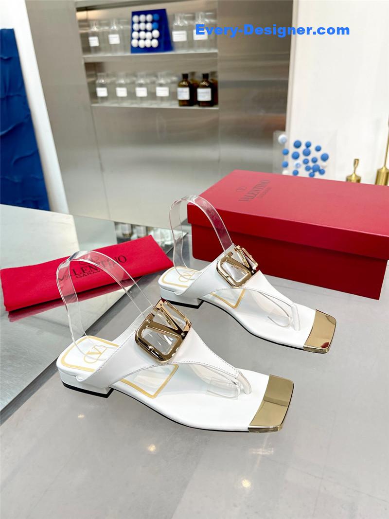 Va1e*ntin0 early spring new leather fabric slippers
