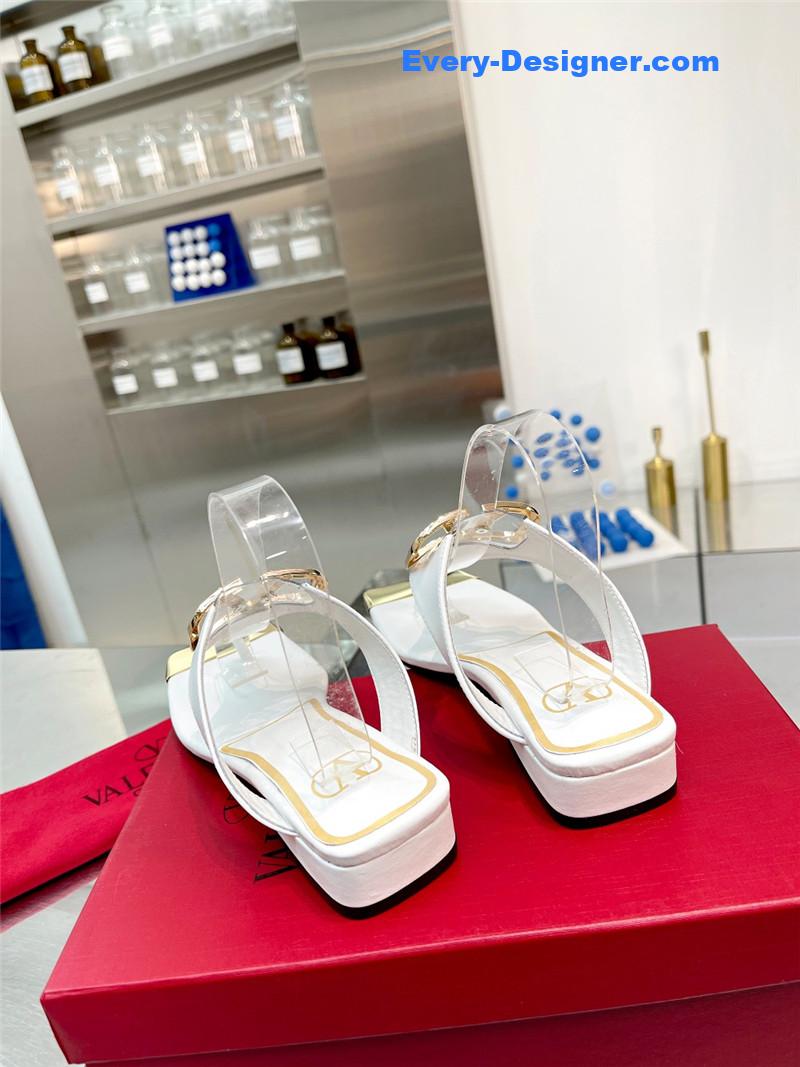 Va1e*ntin0 early spring new leather fabric slippers