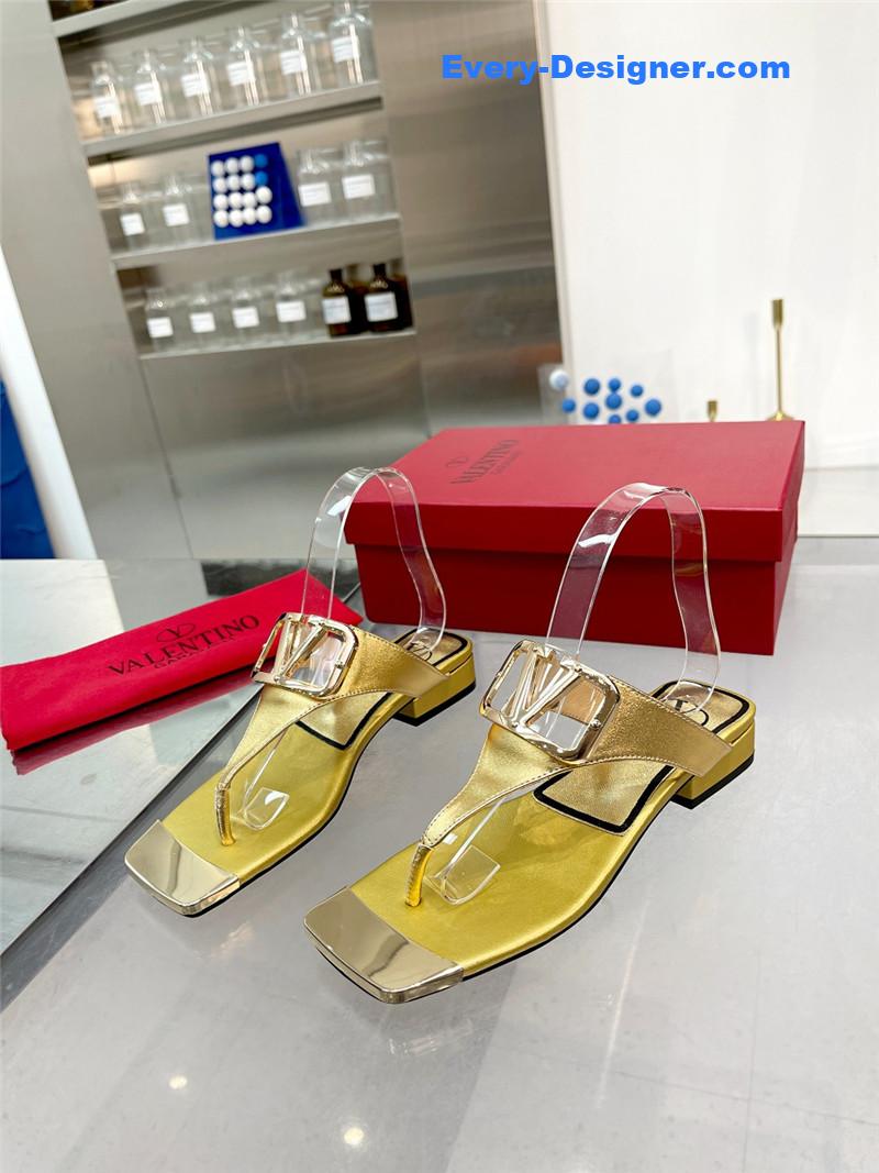 Va1e*ntin0 early spring new leather fabric slippers