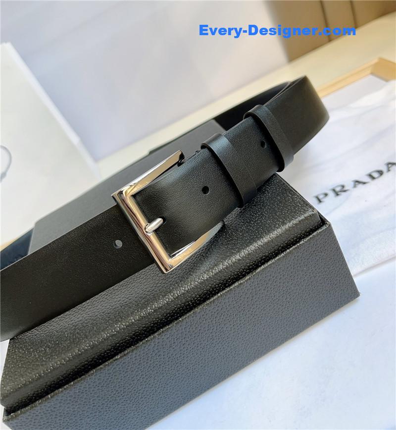 Pra*a saffiano leather triangle logo belt