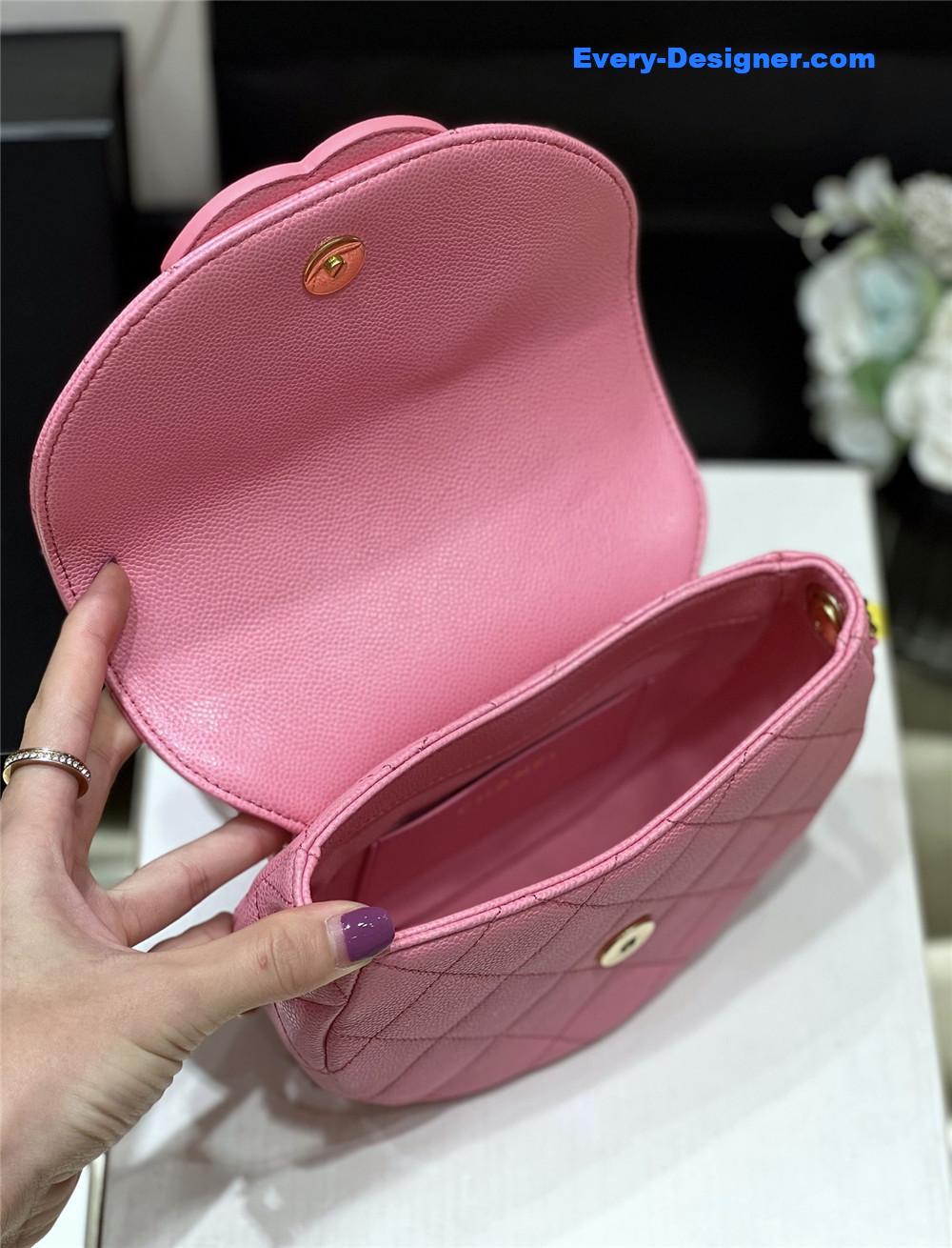 Ch**el haas lychee leather pink saddle bag