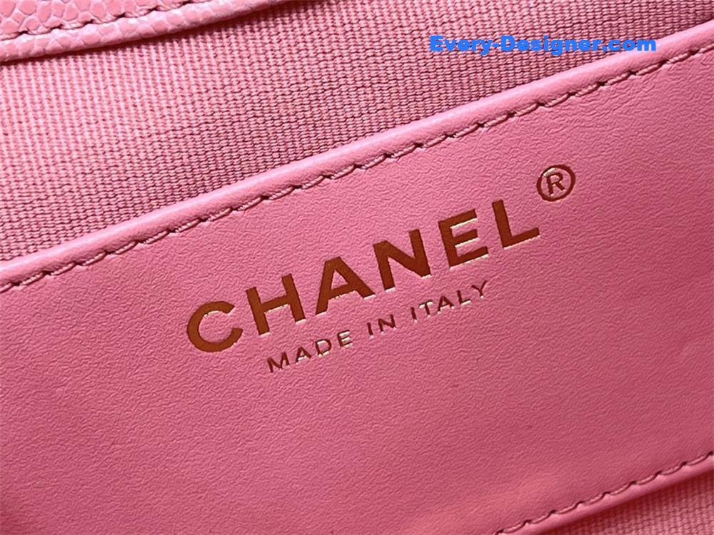 Ch**el haas lychee leather pink saddle bag