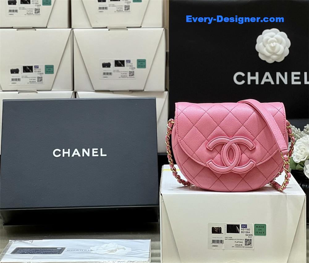 Ch**el haas lychee leather pink saddle bag