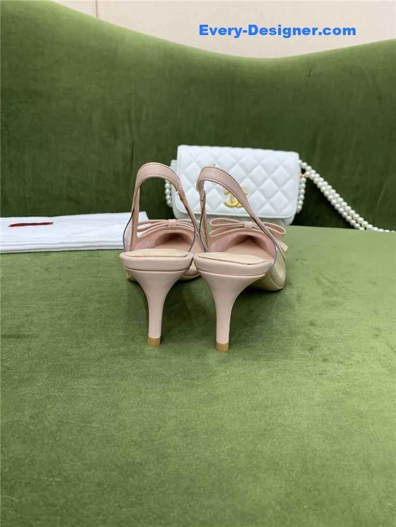 Va1e*ntin0 new lace pointed toe back empty shoes