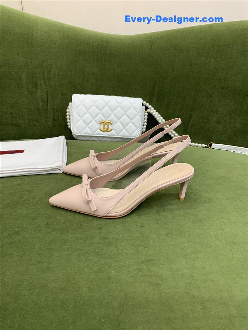Va1e*ntin0 new lace pointed toe back empty shoes