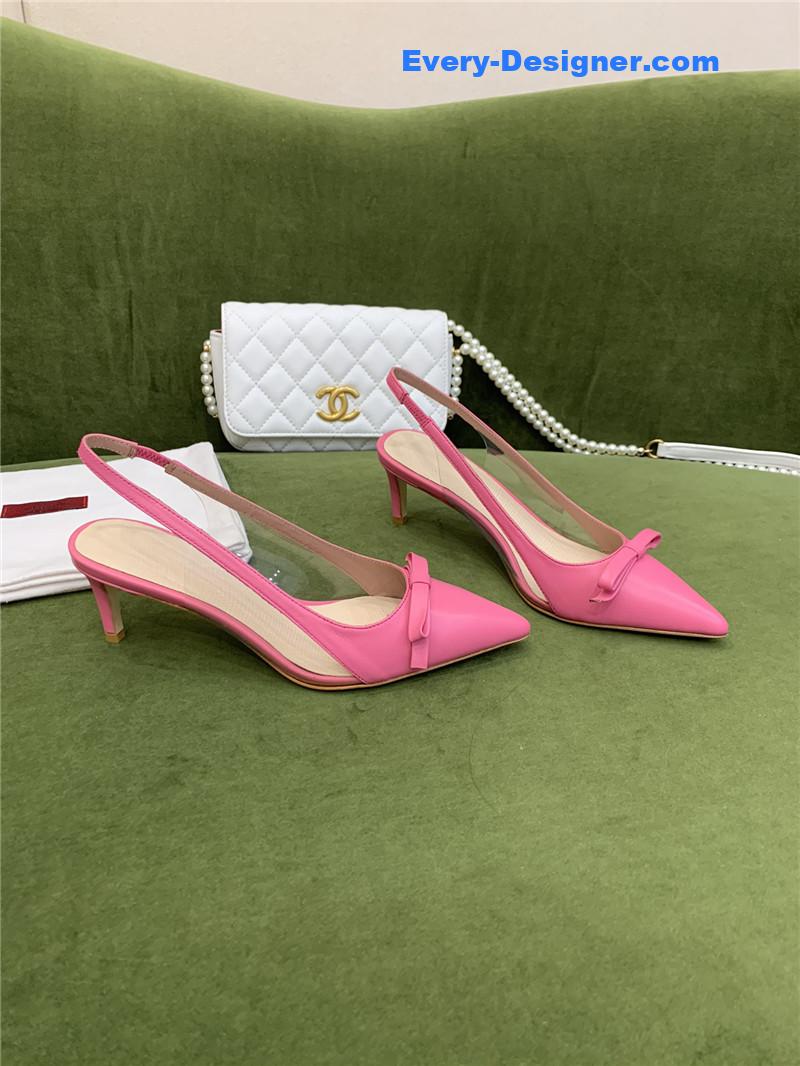 Va1e*ntin0 new lace pointed toe back empty shoes