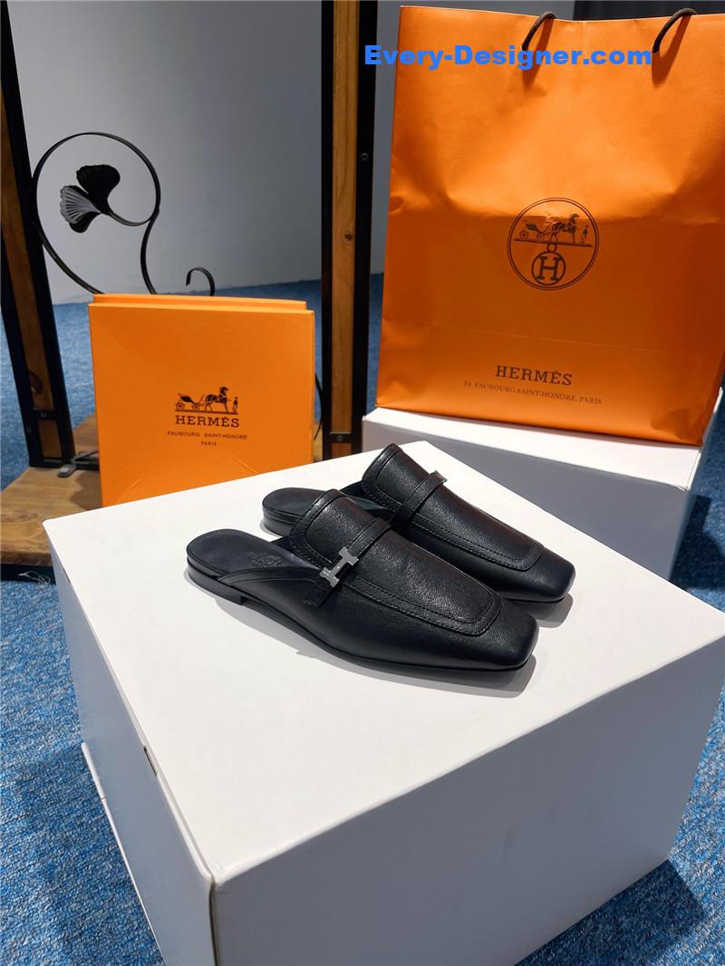H**me5 square toe h buckle mules half slippers