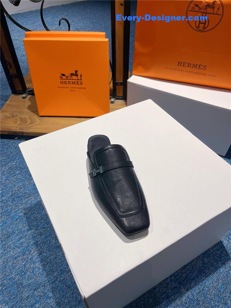 H**me5 square toe h buckle mules half slippers
