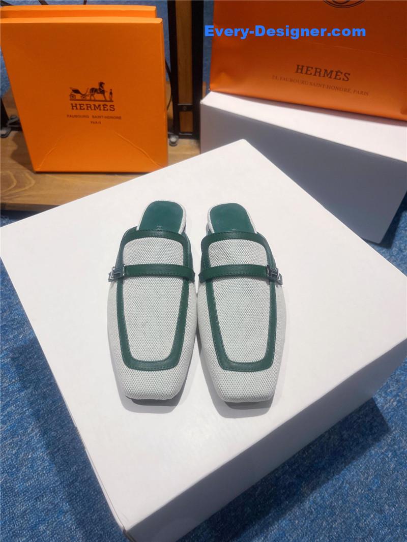 H**me5 square toe h buckle mules half slippers