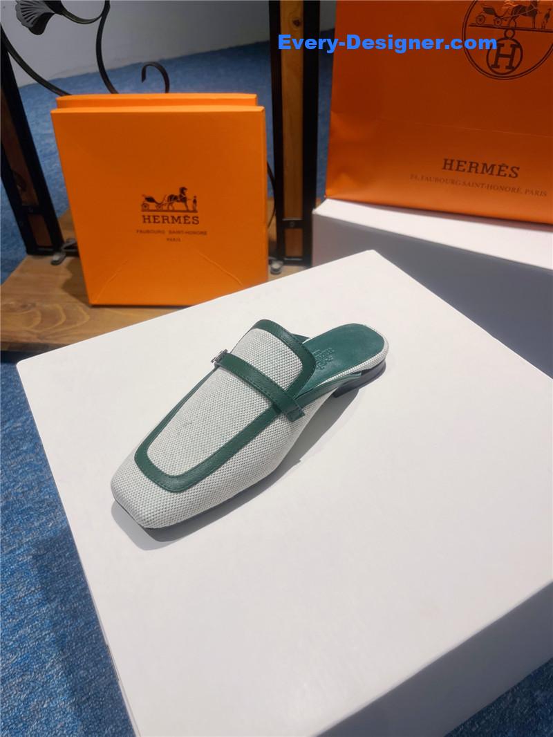 H**me5 square toe h buckle mules half slippers