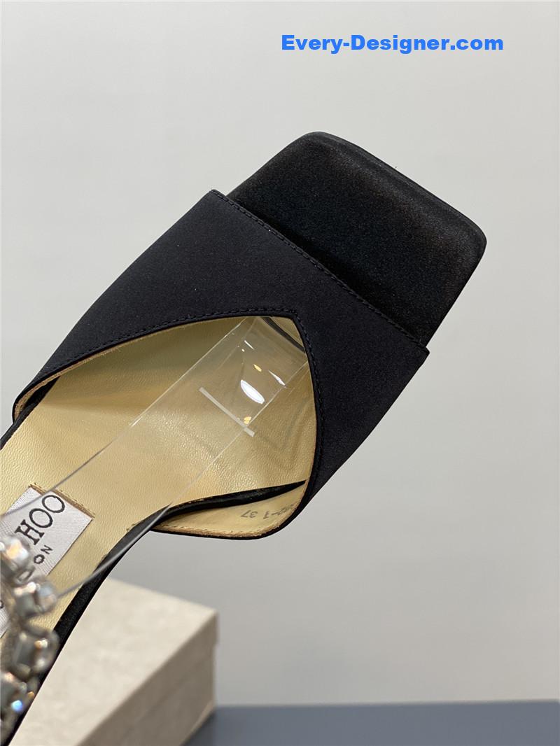 J1m*y Ch00 crystal square toe fish toe sandals