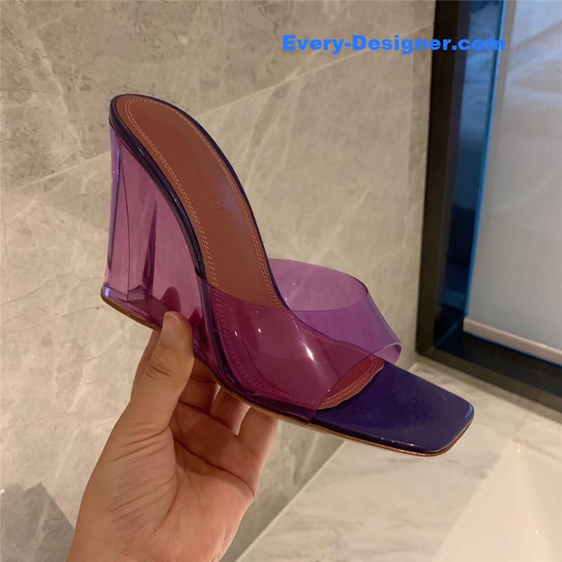 i Wedge transparent bottom slippers