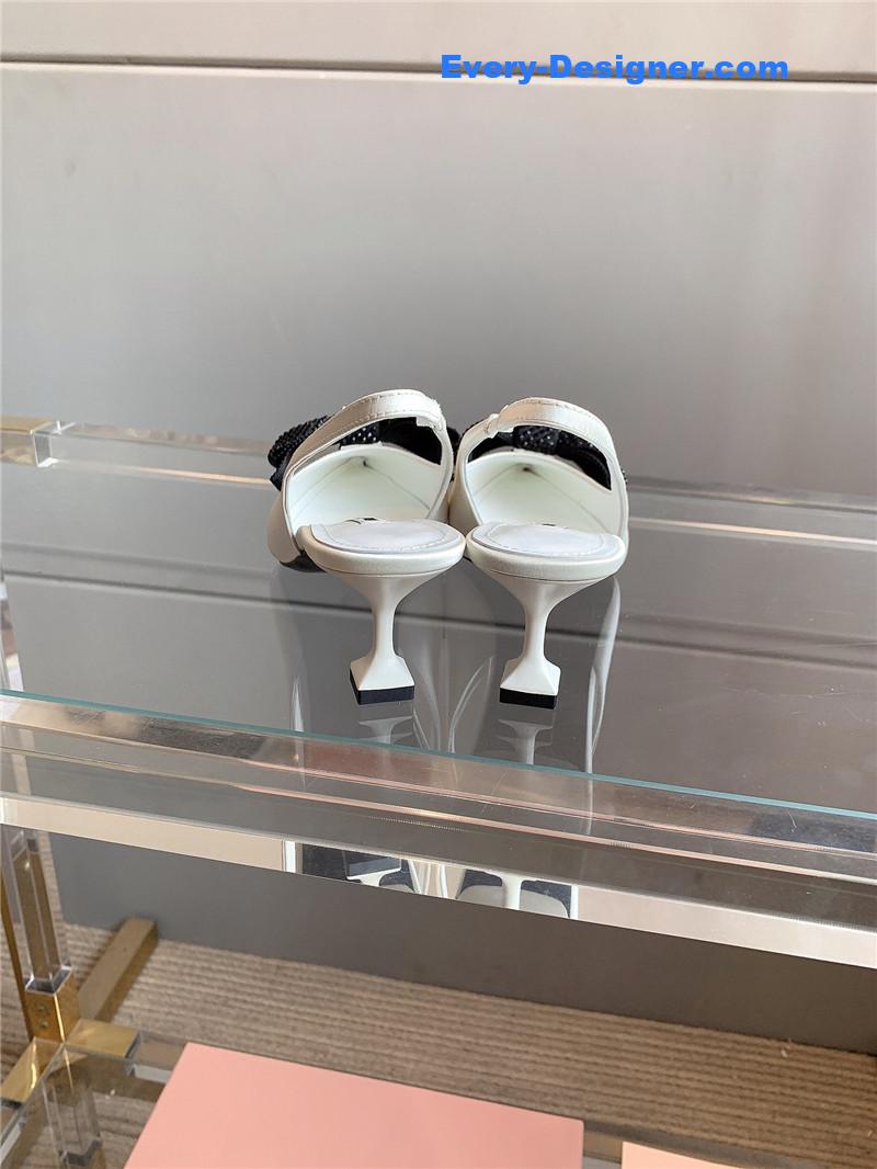 M1um1u new pointed bowknot kitten heels