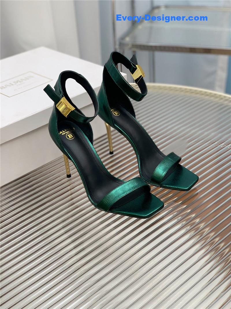 Balmain Metal Buckle Strap Heeled Sandals