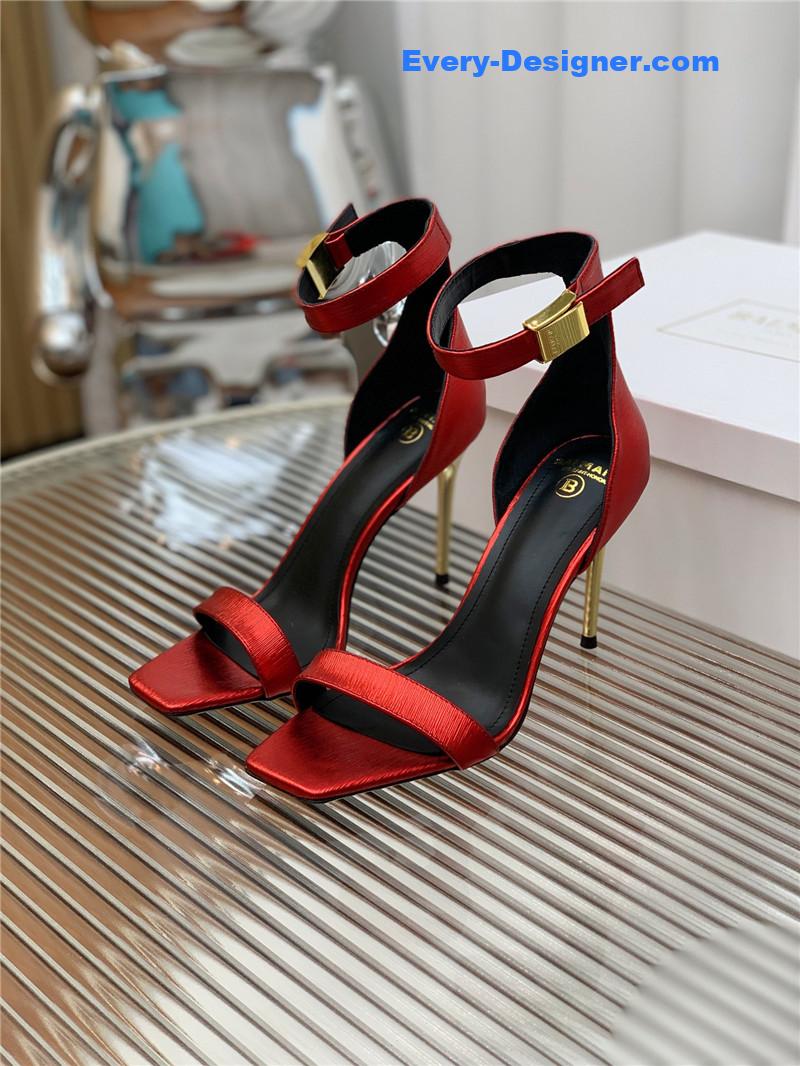 Balmain Metal Buckle Strap Heeled Sandals