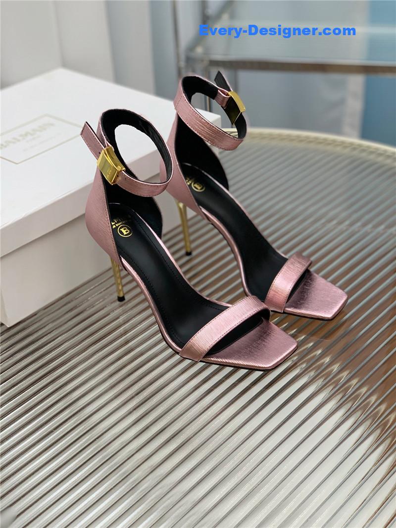 Balmain Metal Buckle Strap Heeled Sandals
