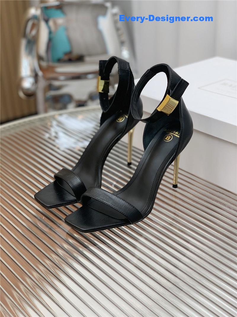 Balmain Metal Buckle Strap Heeled Sandals