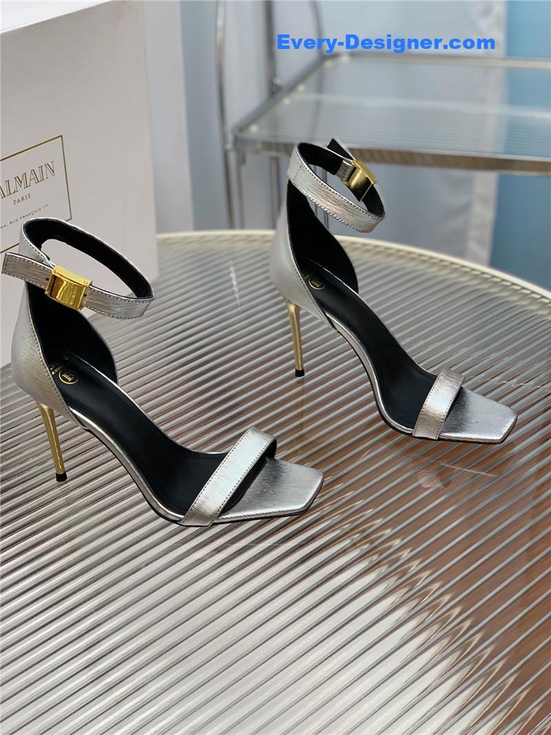 Balmain Metal Buckle Strap Heeled Sandals