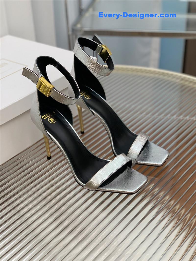 Balmain Metal Buckle Strap Heeled Sandals