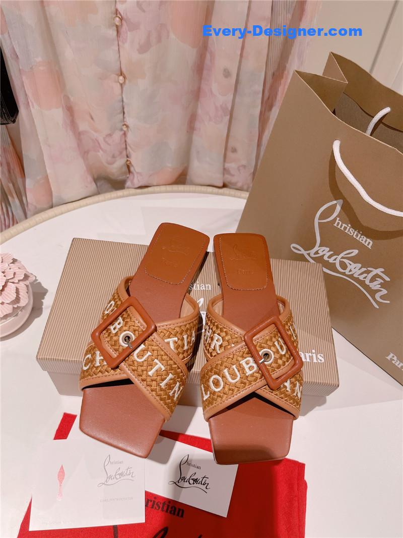 Chr1st1an louboutin 2023 letter new red sole shoes slippers