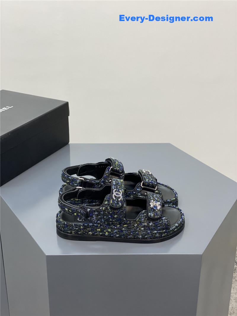 CC classic pearl buckle velcro gold coin sandals