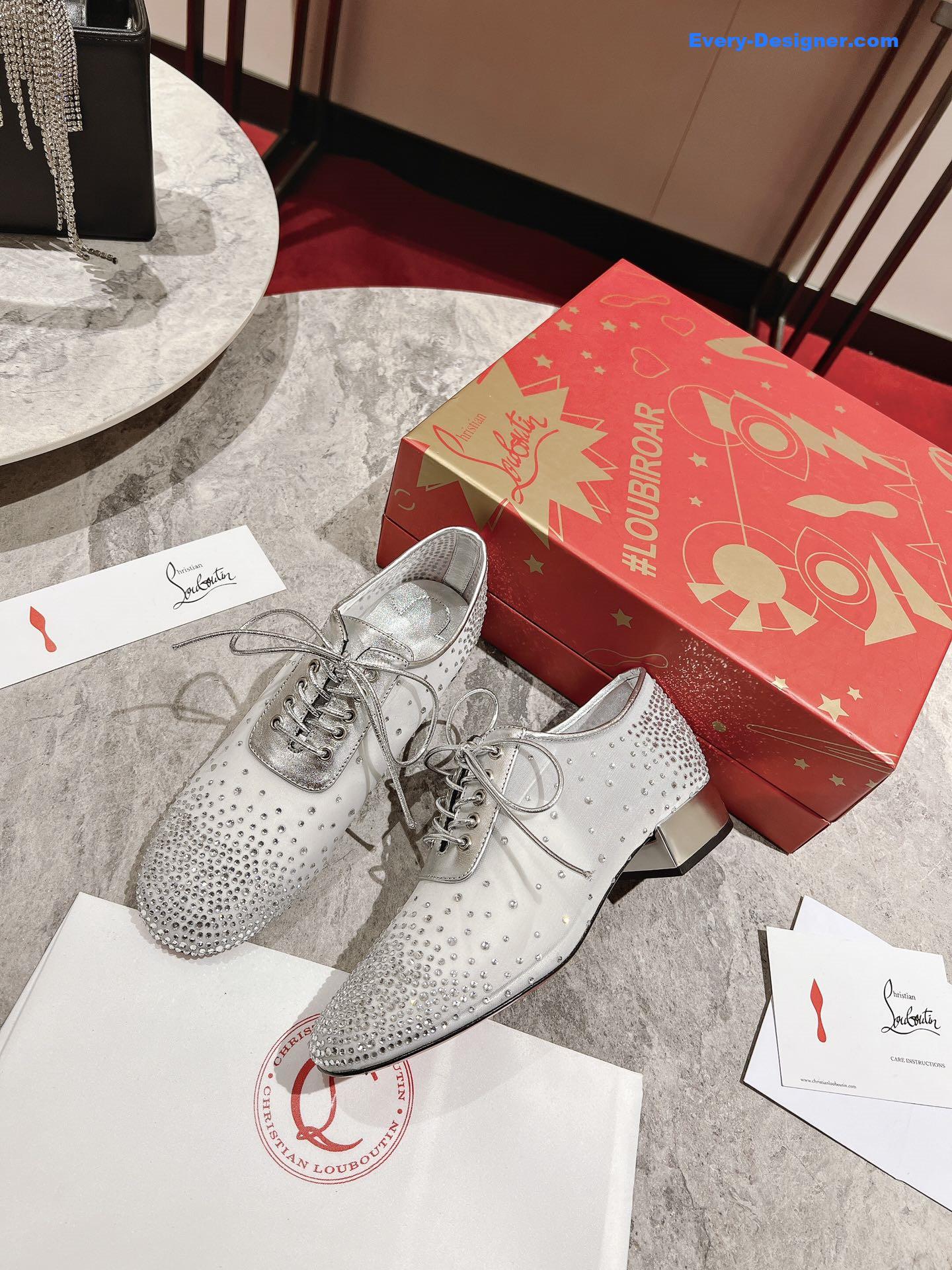 Chr1st1an louboutin mesh leather shoes