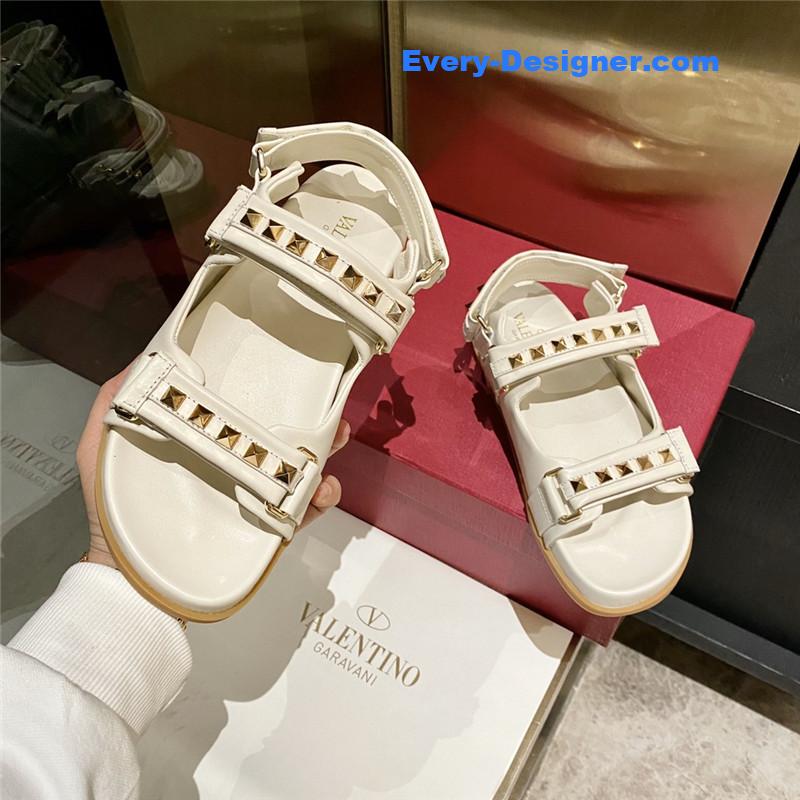 Va1e*ntin0 beach stud sandals in leather with velcro
