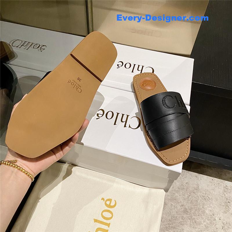 Chloe Crossover Leather Roman Slippers