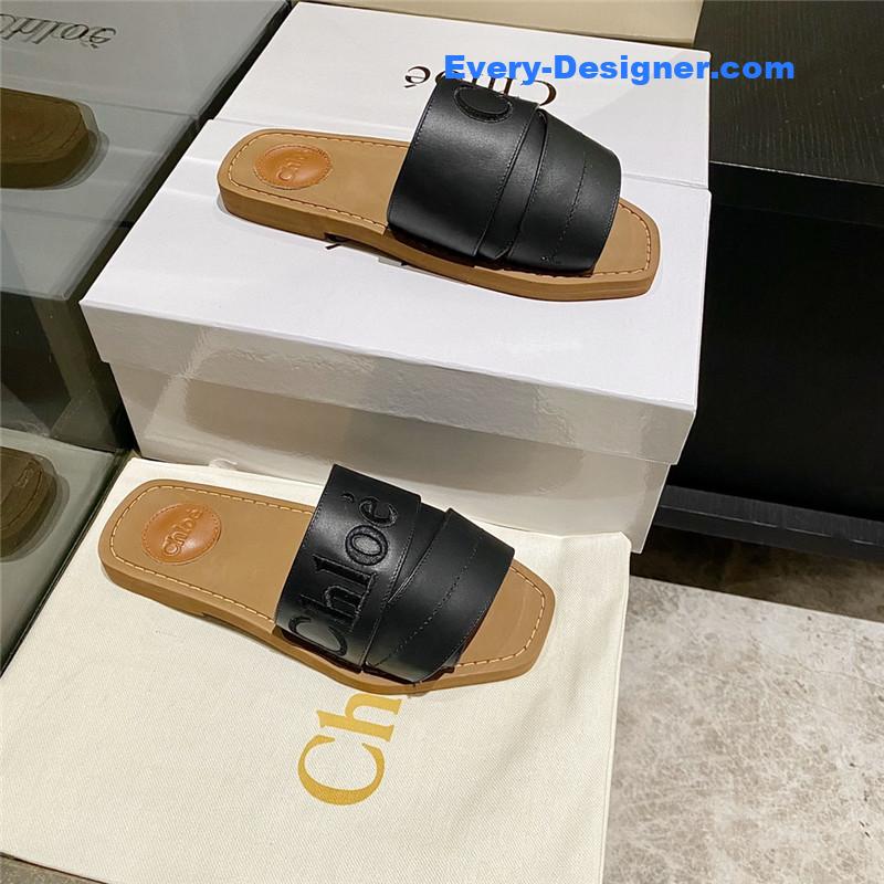Chloe Crossover Leather Roman Slippers