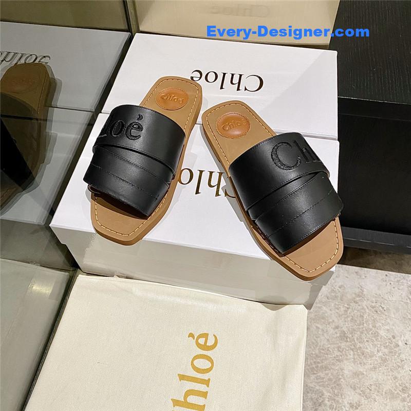 Chloe Crossover Leather Roman Slippers