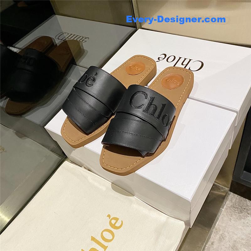 Chloe Crossover Leather Roman Slippers