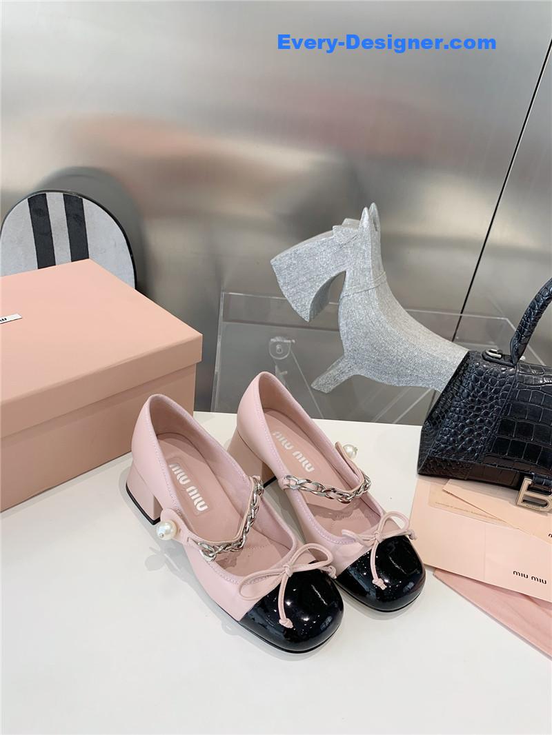 M1um1u new stiletto with thick heel mary jane