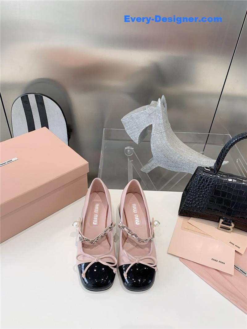 M1um1u new stiletto with thick heel mary jane