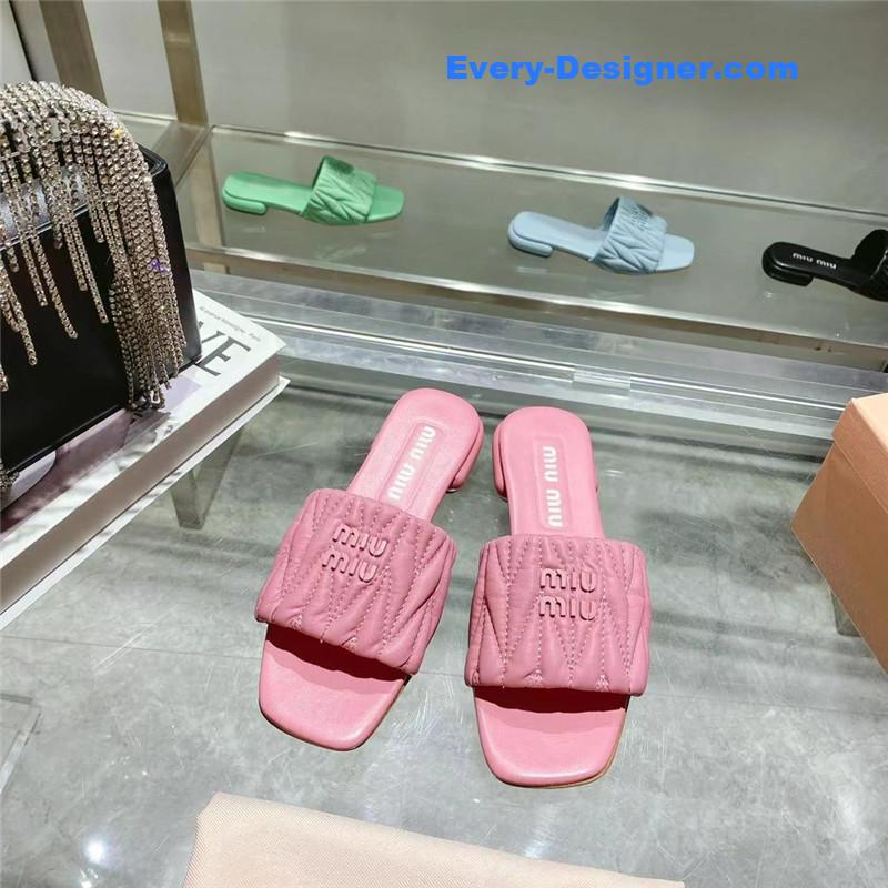 M1um1u flat lambskin sandal slippers
