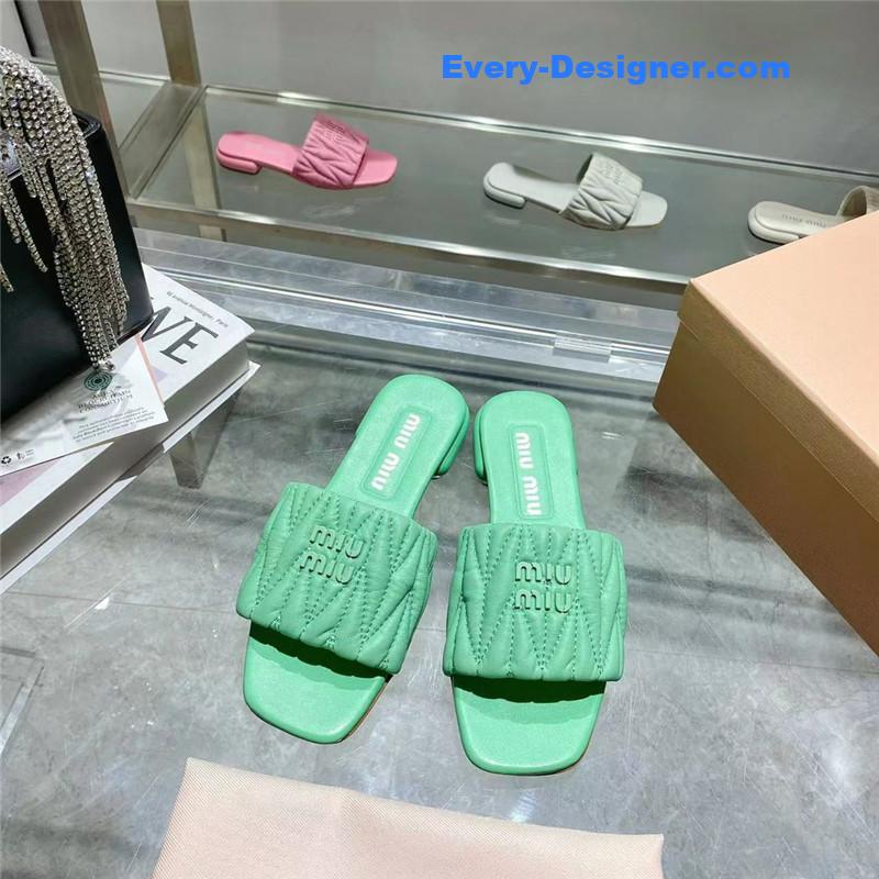 M1um1u flat lambskin sandal slippers