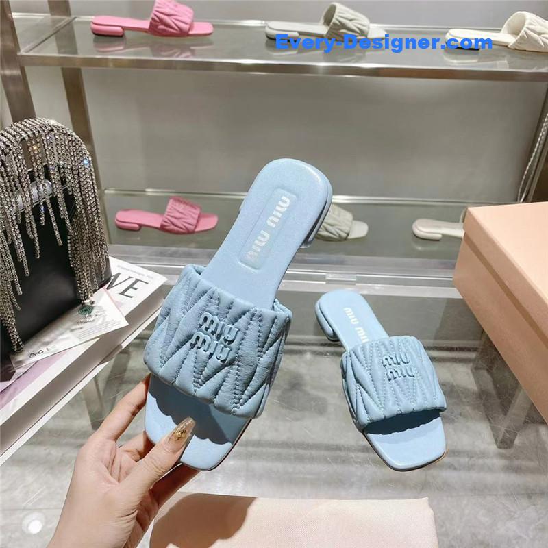 M1um1u flat lambskin sandal slippers