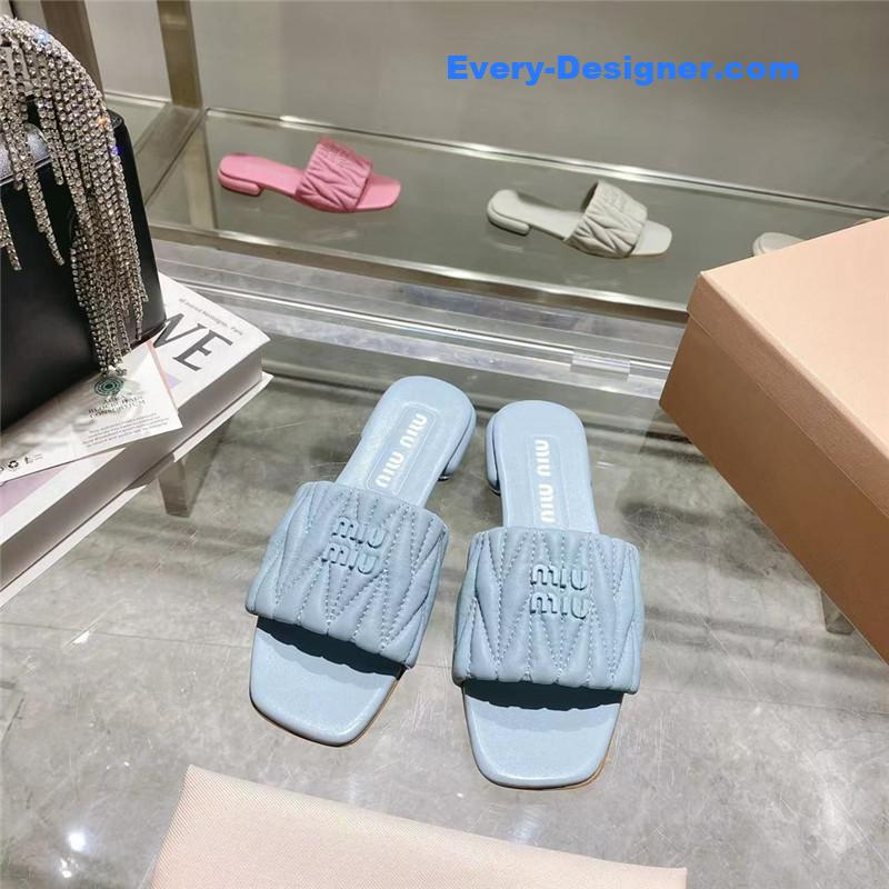 M1um1u flat lambskin sandal slippers
