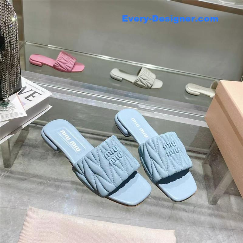 M1um1u flat lambskin sandal slippers