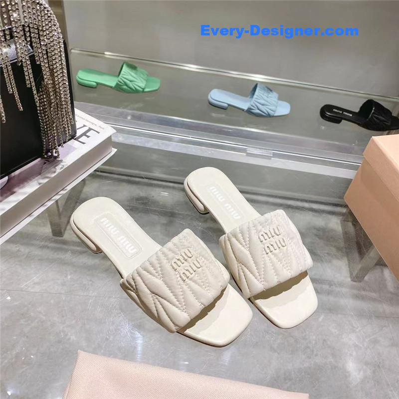 M1um1u flat lambskin sandal slippers