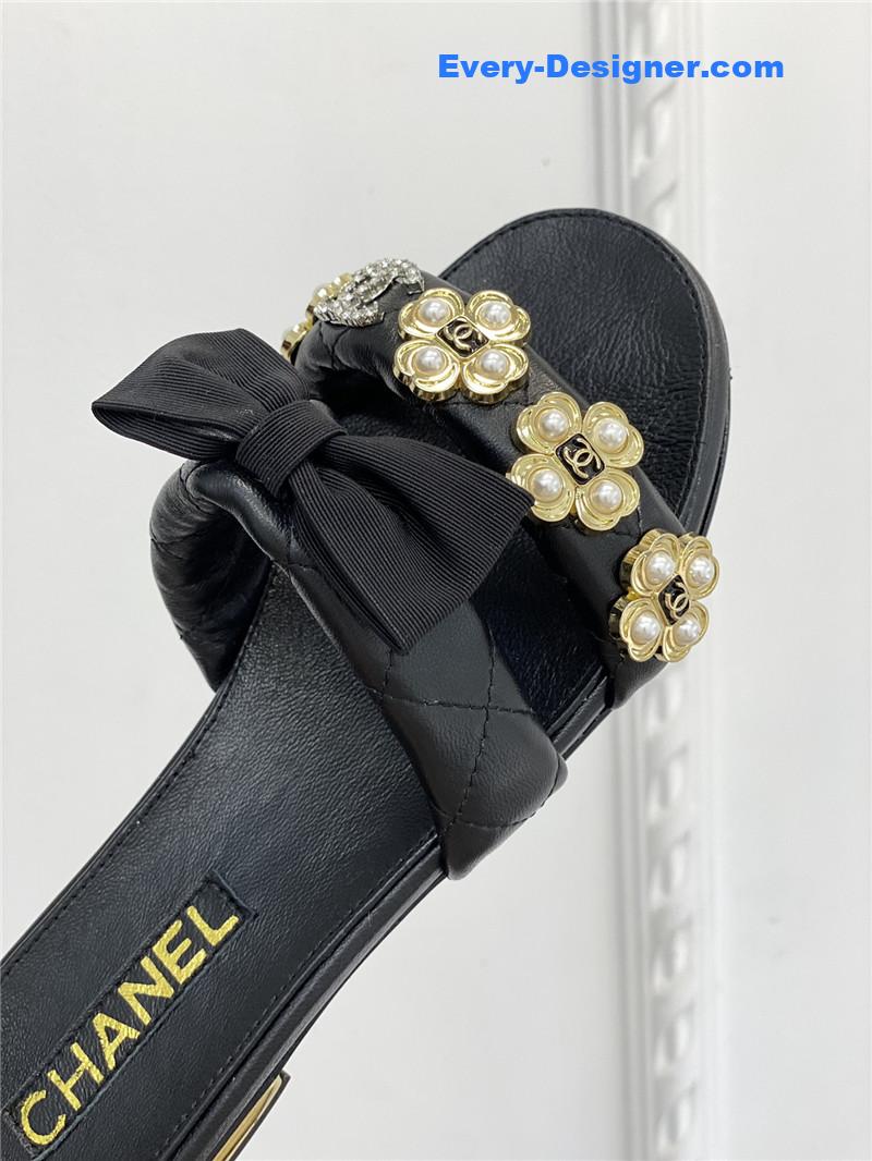 CC new bowknot flower buckle slippers