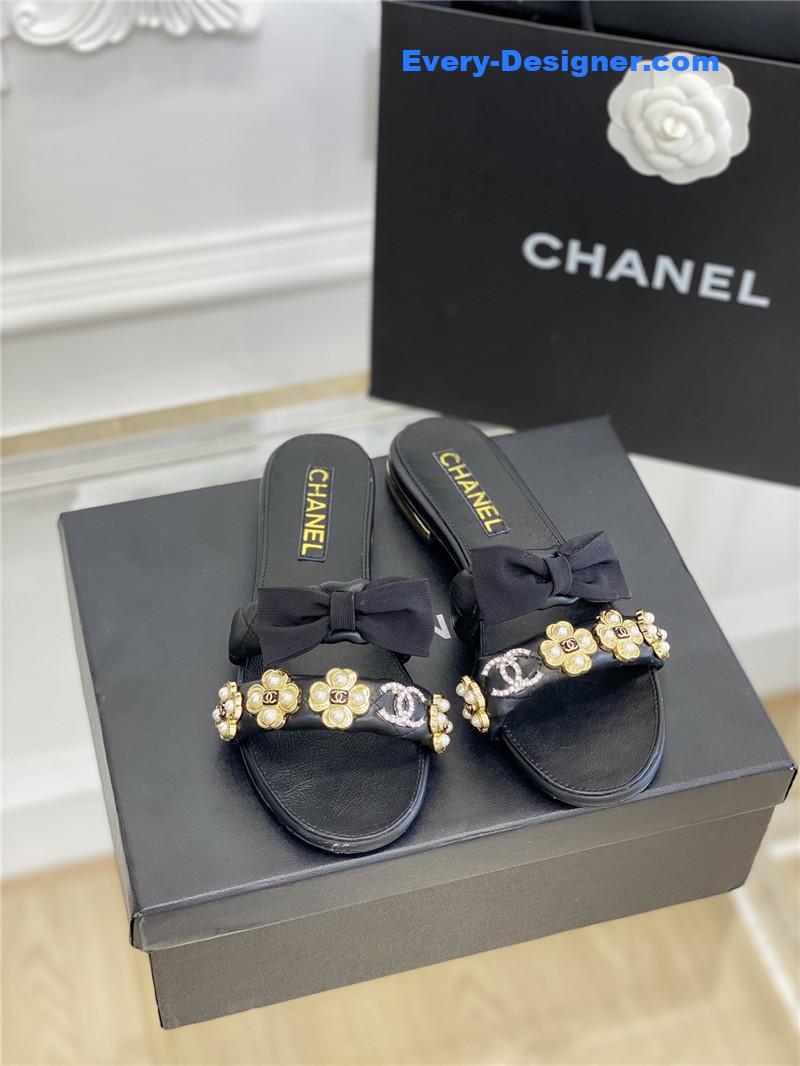 CC new bowknot flower buckle slippers