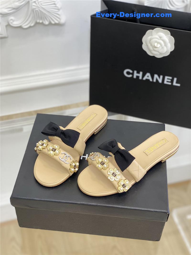 CC new bowknot flower buckle slippers