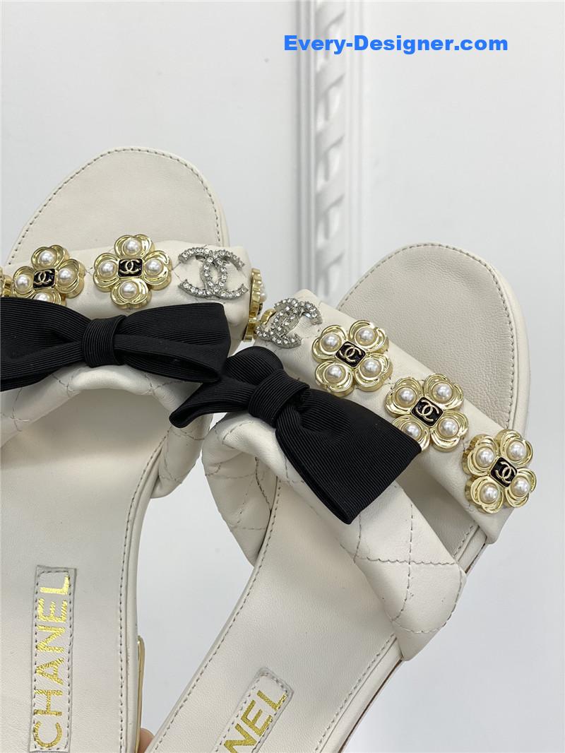 CC new bowknot flower buckle slippers