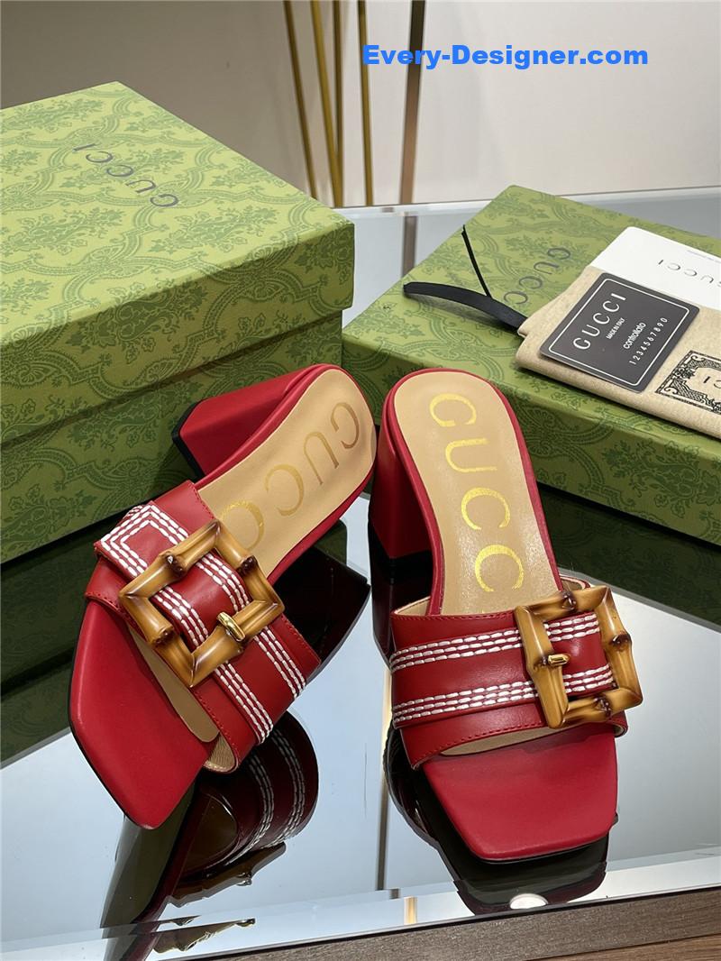 Gvc*1 chunky heel bamboo buckle sandals