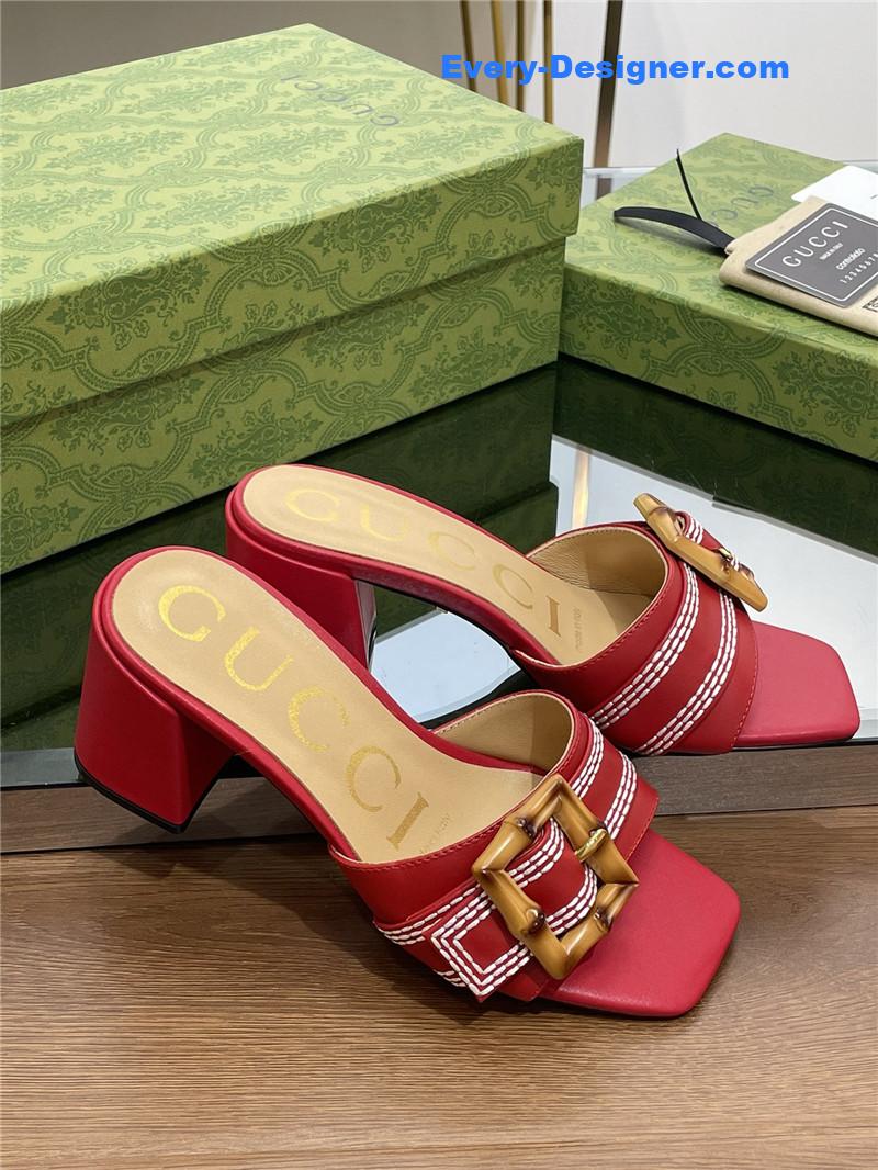 Gvc*1 chunky heel bamboo buckle sandals