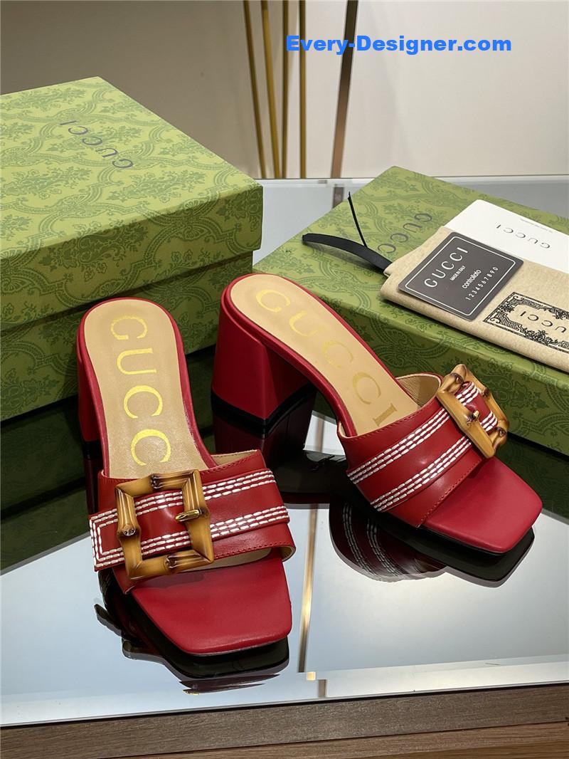 Gvc*1 chunky heel bamboo buckle sandals