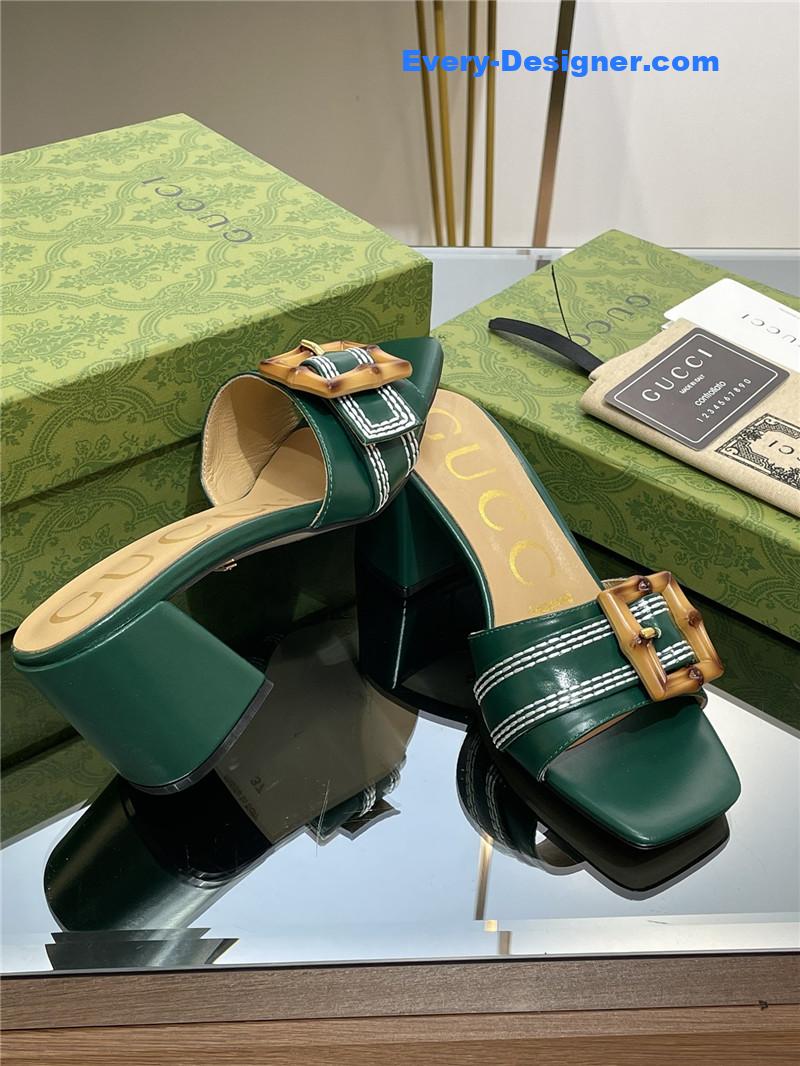 Gvc*1 chunky heel bamboo buckle sandals