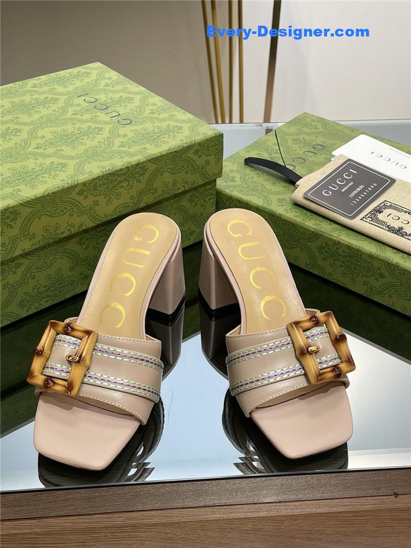 Gvc*1 chunky heel bamboo buckle sandals