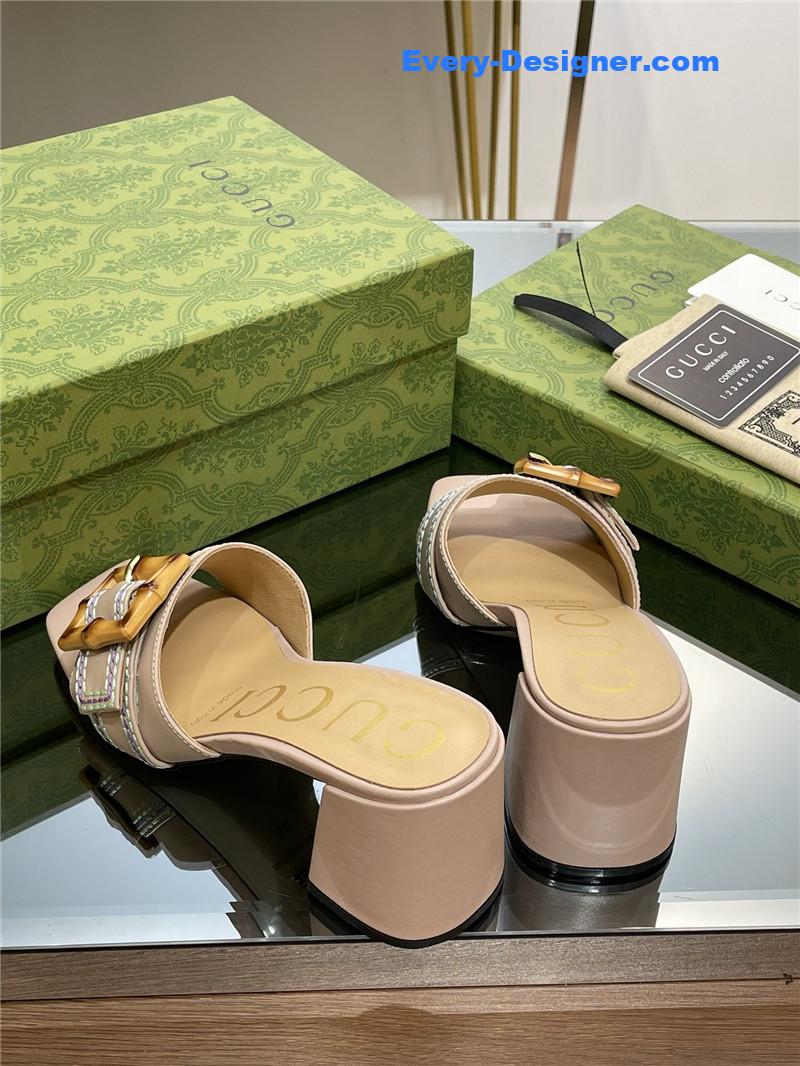 Gvc*1 chunky heel bamboo buckle sandals